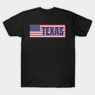 Texas State in American Flag T-Shirt